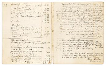 (SLAVERY.) Ledger of debt judgements collected by a Virginia deputy sheriff, including the transfer of dozens of enslaved people.